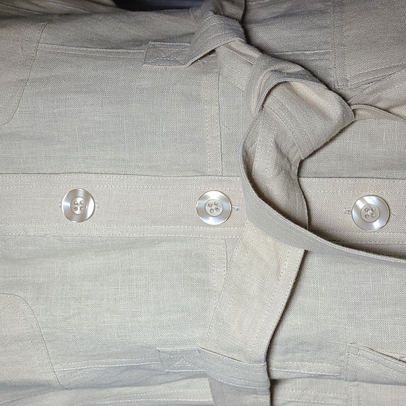 Vintage 70's Inspired 100% Linen Button Down Belted Tunic - Picture 4 of 10